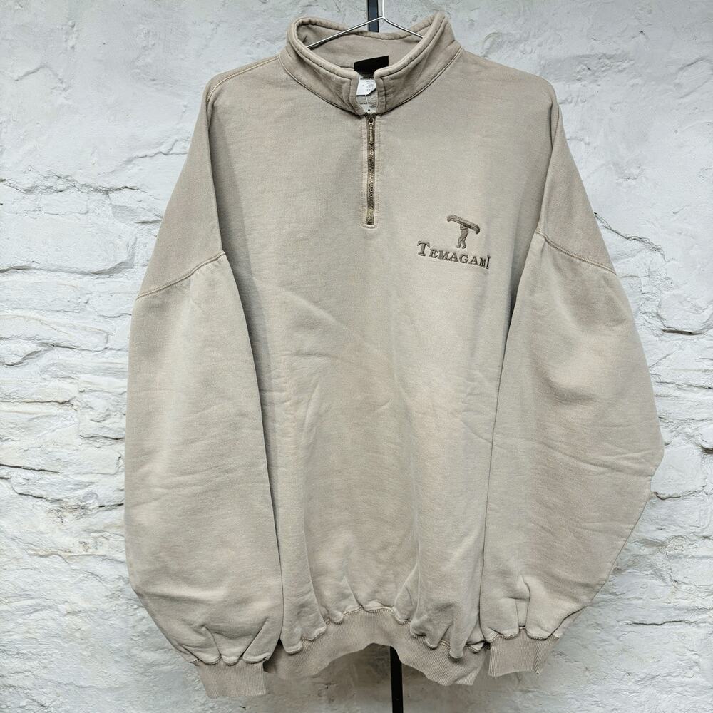 Temagami Canada Embroidered Logo Sweatshirt Quarter Zip Pullover Vintage 90s y2k